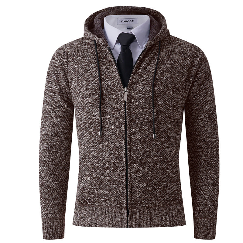 Herren Strickjacke mit Kapuze und strukturierter Verarbeitung ModeGeist