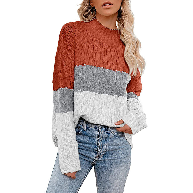 Damen Grobstrickpullover mit modernem Blockdesign ModeGeist