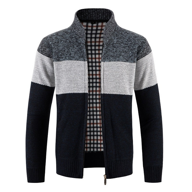 Herren Strickjacke mit modernem Reißverschluss und strukturiertem Muster ModeGeist