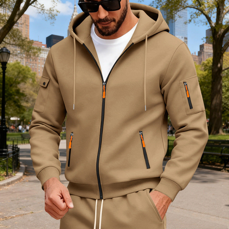 Herren sportlicher Kapuzenpullover mit modischen Schnellverschlüssen und praktischen Taschen ModeGeist