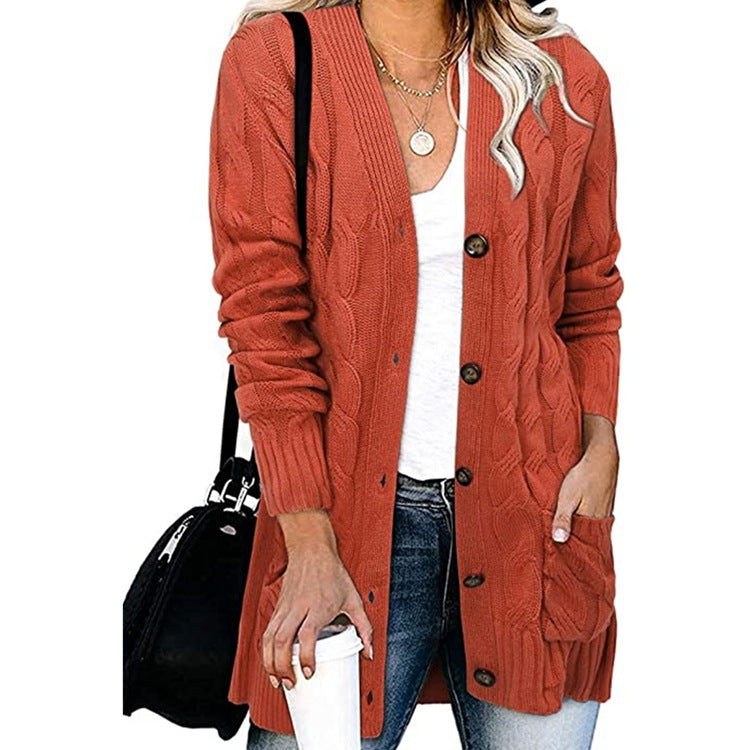 Damen Strickjacke mit Zopfdesign und praktischen Taschen ModeGeist