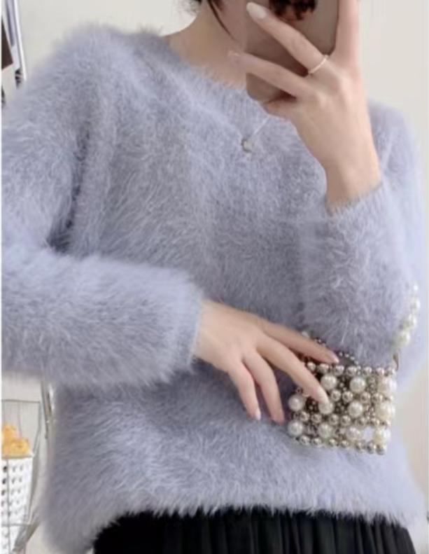 Damen modischer cropped Pullover mit weichem Flausch-Material ModeGeist
