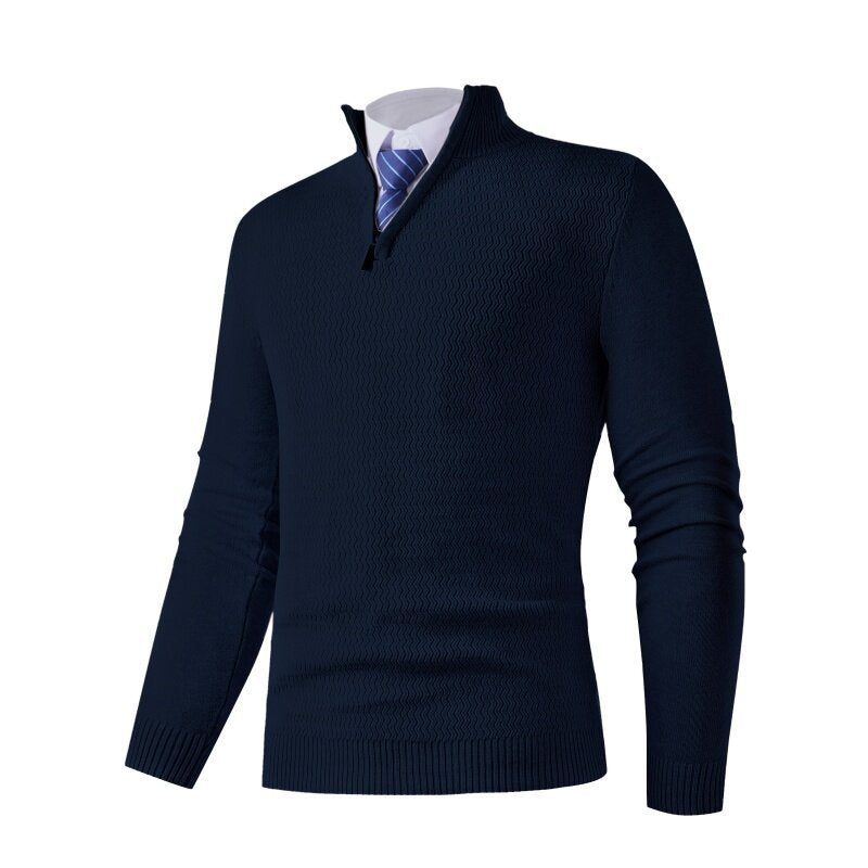 Herren Strickpullover mit modernem Stehkragen und strukturiertem Design ModeGeist