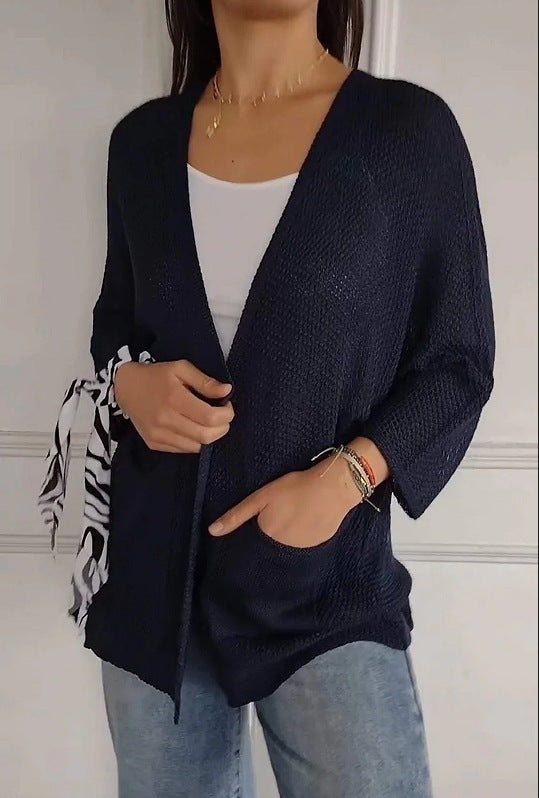 Damen lässige Strickjacke mit offener Vorderseite und praktischen Taschen ModeGeist