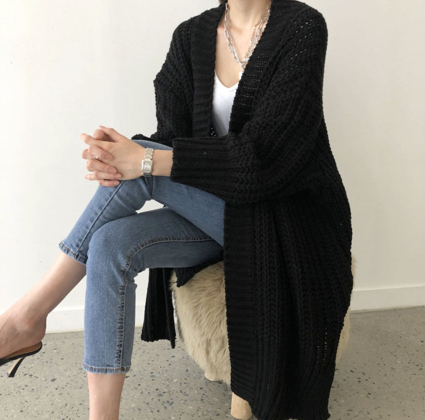 Damen Strickcardigan im lässigen Oversized-Stil mit offener Vorderseite ModeGeist