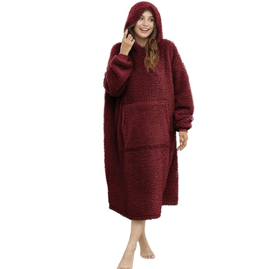 Herren Kuscheliger Fleece-Bademantel mit Kapuze und Taschen ModeGeist