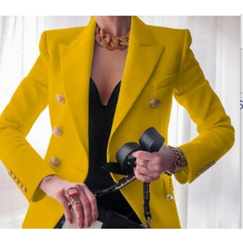 Damen Edler Blazer mit Goldknopf-Detail und klassischem Schnitt ModeGeist