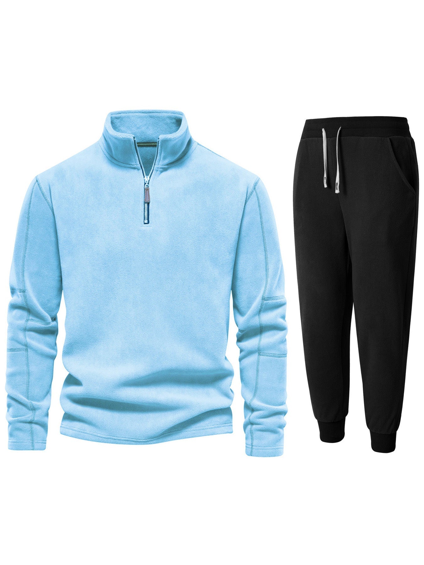 Herren Fleece-Oberteil mit kurzer Reißverschluss und bequemen Jogginghosen ModeGeist