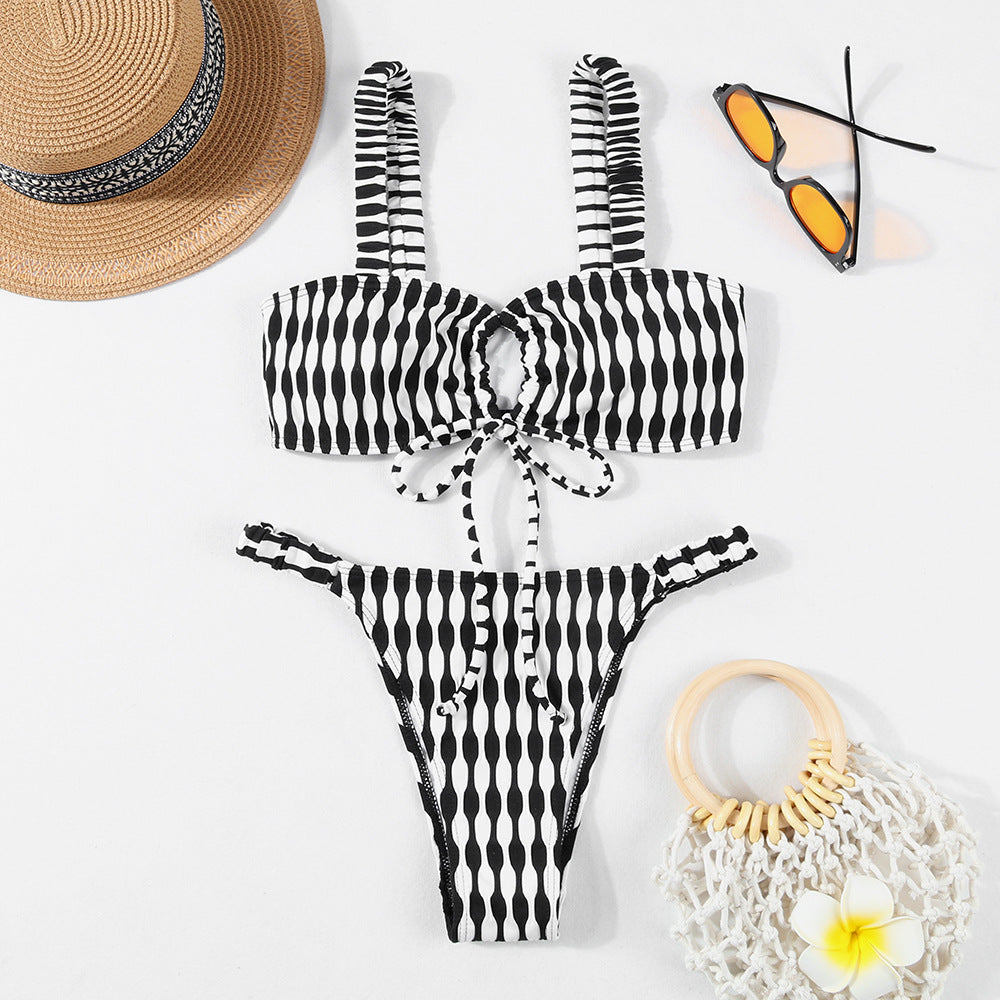 Stylish Brazilian Cut Tie-Front Bikini Set for Women