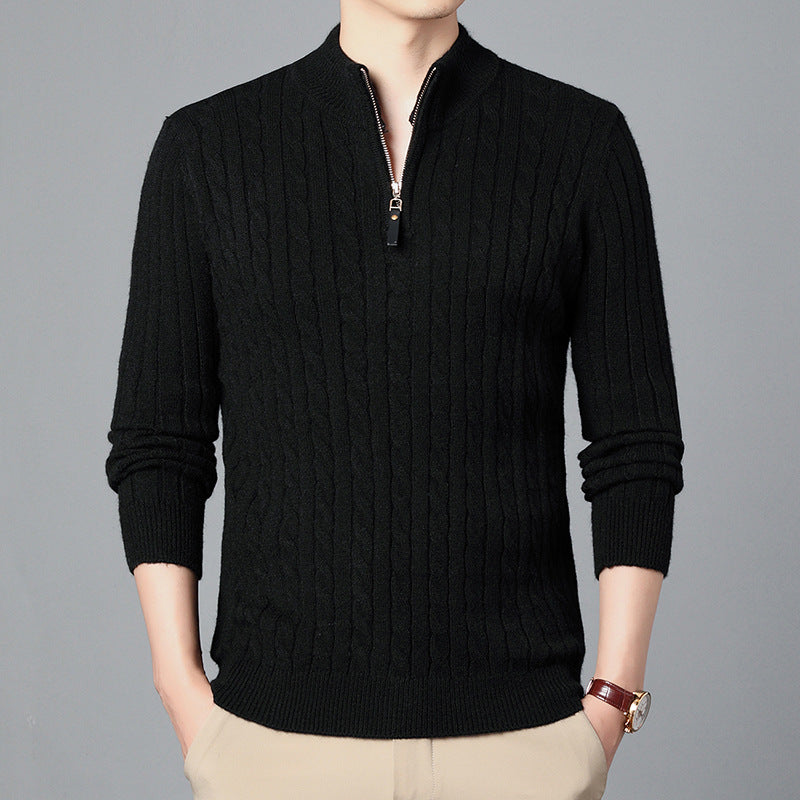 Herren Hochwertiger Strickpullover mit modernem Zipper und Detailstruktur ModeGeist