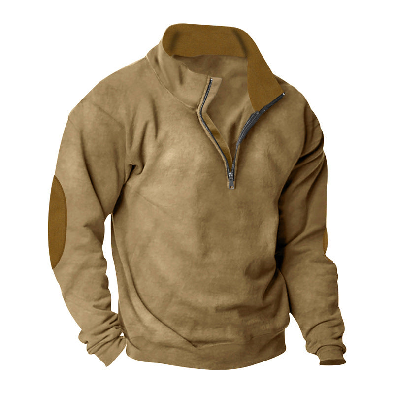 Herren Fleece Sweatshirt mit Stehkragen und schicken Kontrastärmel ModeGeist