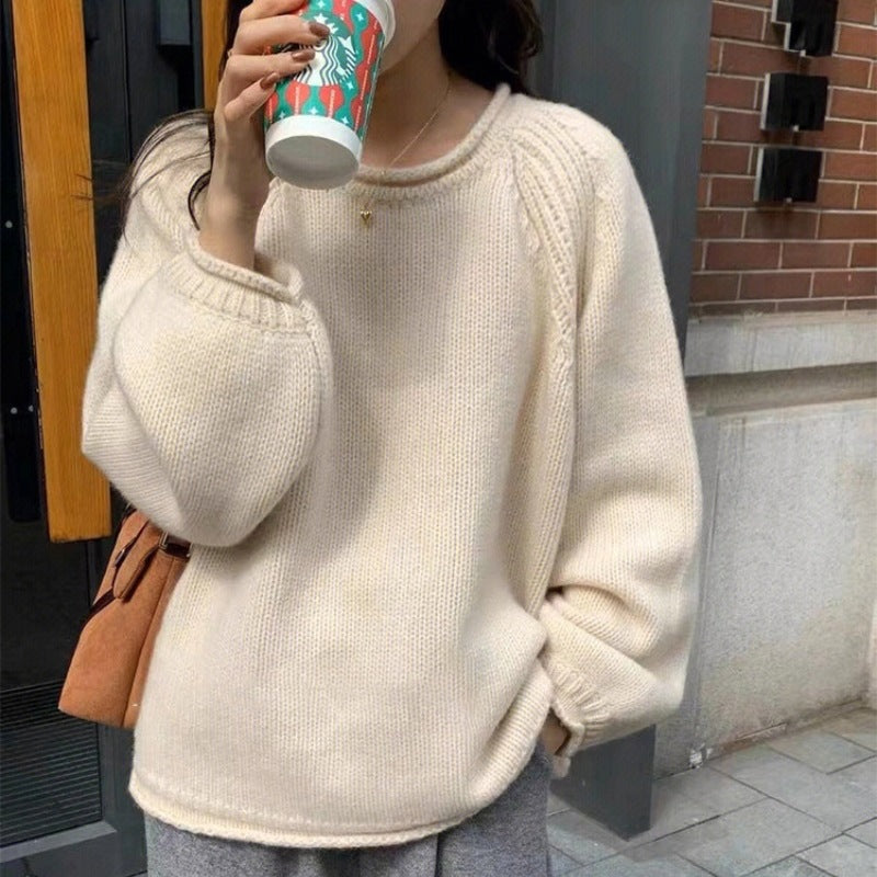 Damen gemütlicher Strickpullover mit lässigem Schnitt und luftigen Ärmeln ModeGeist