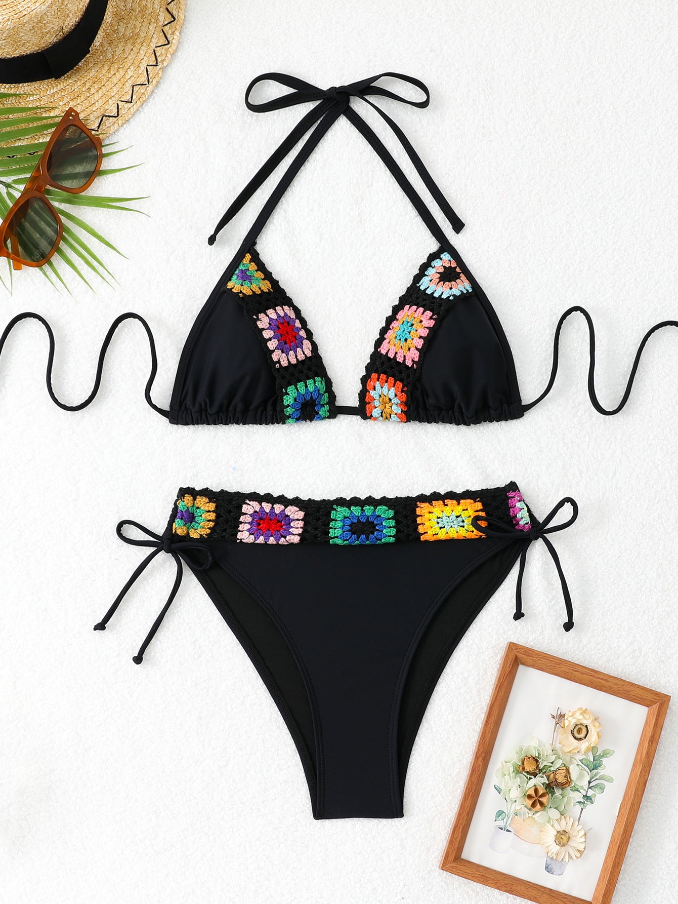 Bikini-Set für Damen, Dreieck-Modell, gehäkelt, verstellbare Träger, MODEGEIST