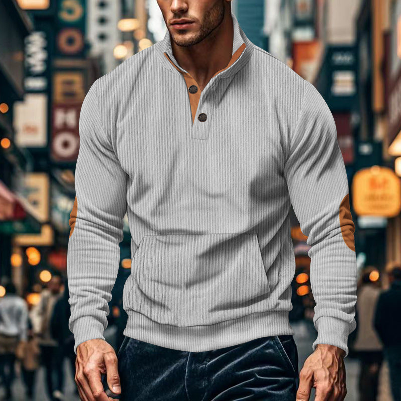 Herren lässiger Pullover mit Stehkragen und Knopfleiste ModeGeist