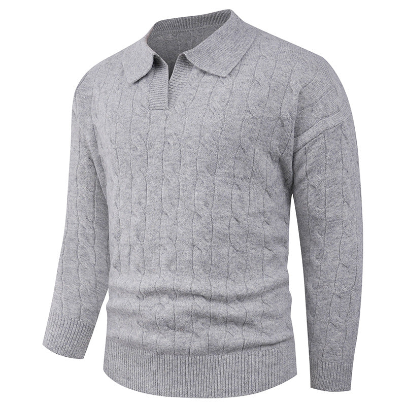 Herren Strickpullover mit modernem Zopfmuster und Polokragen ModeGeist