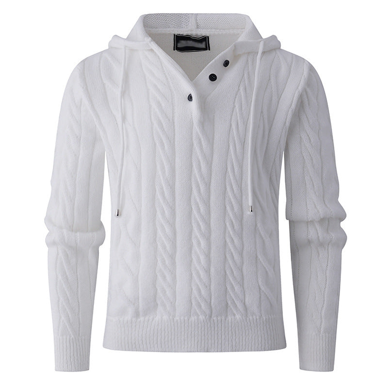 Herren Grobstrickpullover mit Kapuze und modernem Zopfmuster ModeGeist