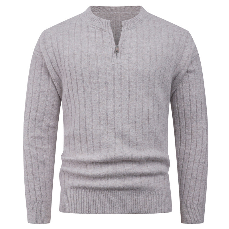 Herren Strickpullover mit hohem Kragen und modernem Reißverschluss ModeGeist