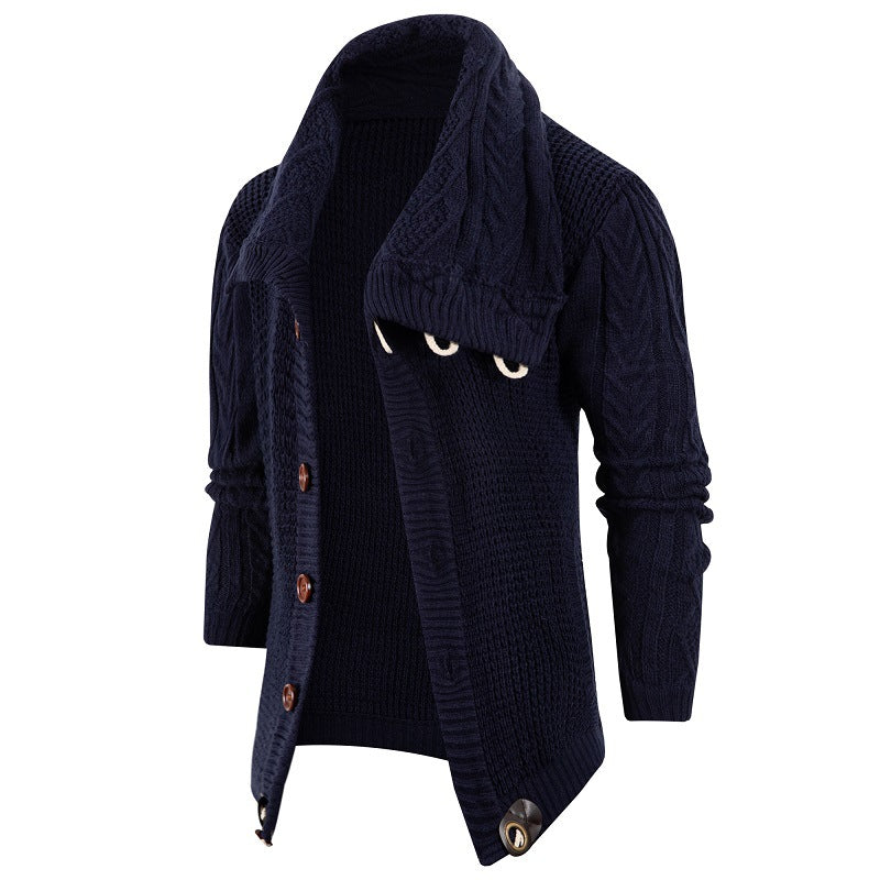 Herren Grobstrick Strickjacke mit umschlagbarem Halsausschnitt ModeGeist
