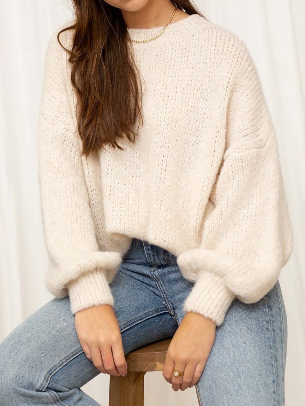 Damen gemütlicher Oversize-Pullover mit voluminösen Ärmeln und weichtexturiertem Strick ModeGeist