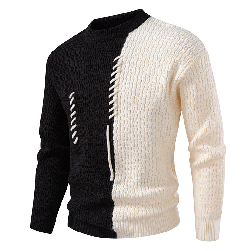 Herren Grobstrickpullover mit asymmetrischem Muster und dekorativem Detail ModeGeist