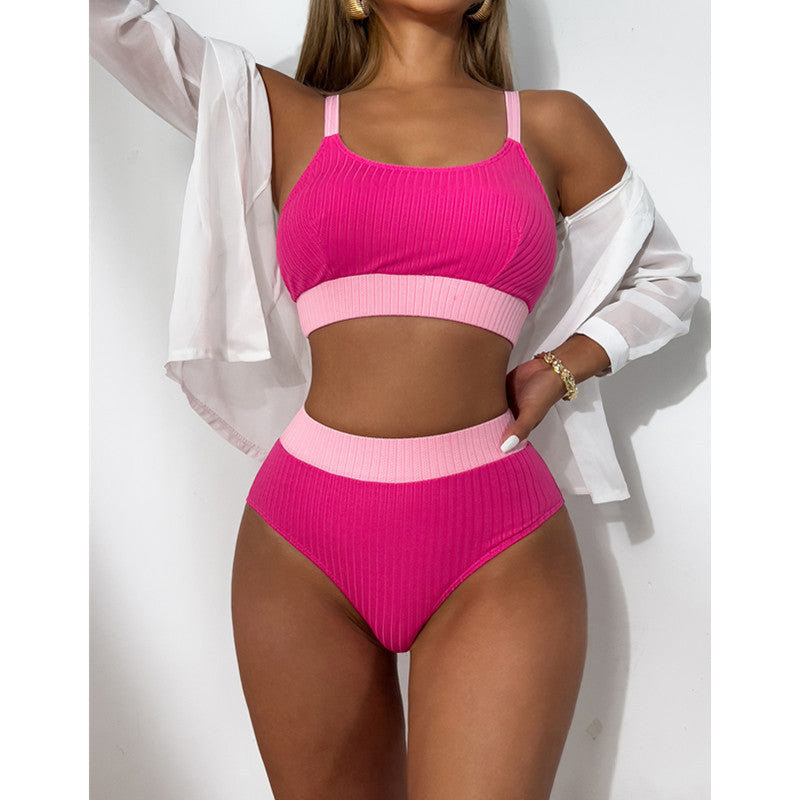 Rippstrick Bikini mit hohem Beinausschnitt, verstellbaren Trägern von MODEGEIST