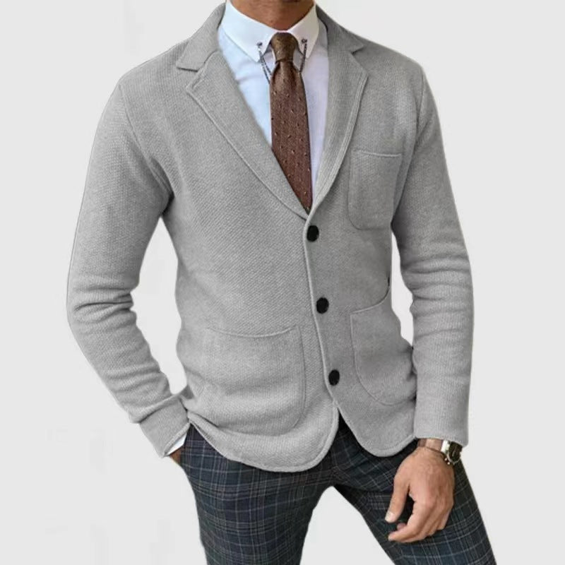 Herren Strickblazerjacke mit hohen Taschen und eleganter Knopfleiste ModeGeist