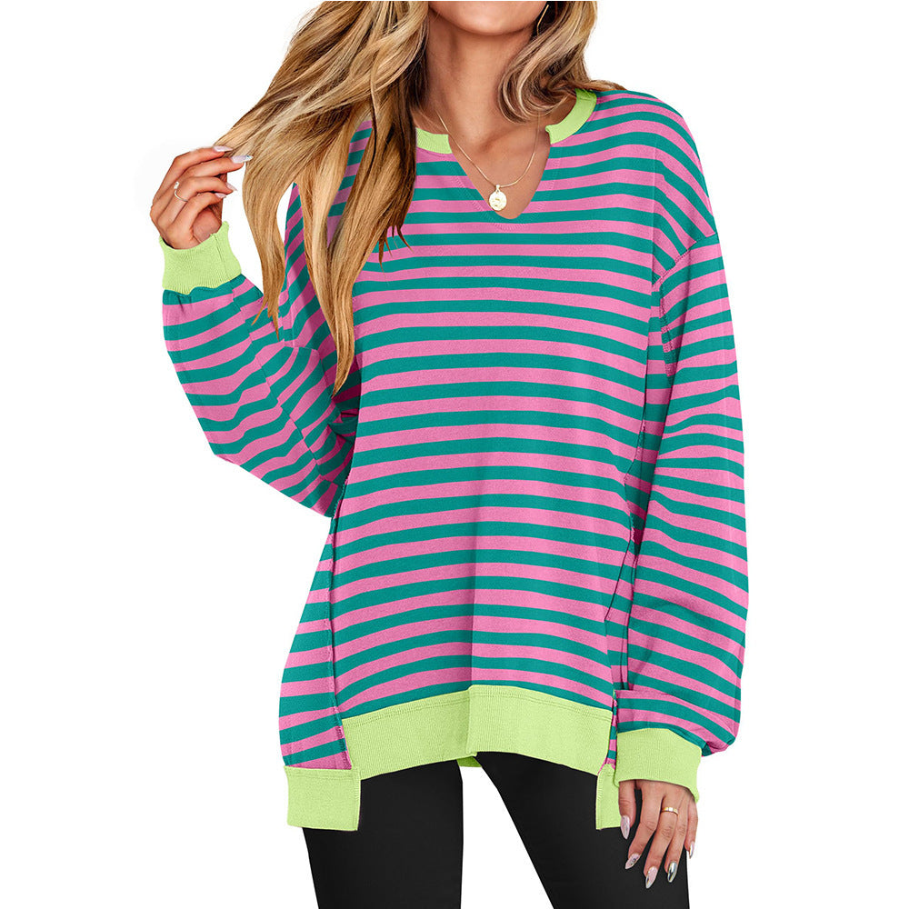 Damen Lässiger pullover mit V-Ausschnitt und überschnittenen Ärmeln ModeGeist