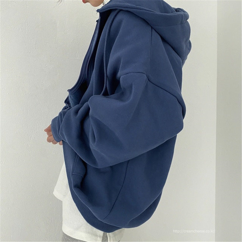 Damen oversized Kapuzenjacke aus weichem Fleece mit Kängurutasche ModeGeist
