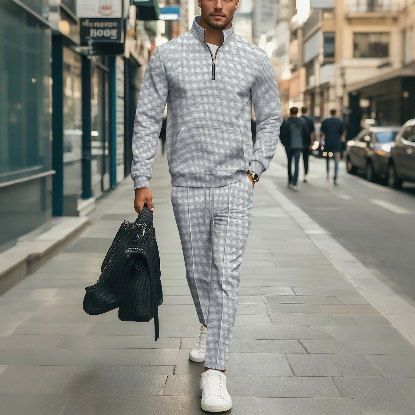 Herren Freizeit Sweater-Set mit modernem Reißverschluss und elastischem Bund ModeGeist