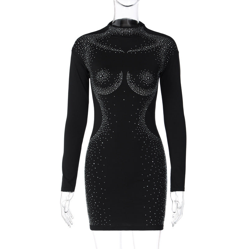 Figurbetontes Minikleid mit Glitzer und langen Ärmeln von MODEGEIST