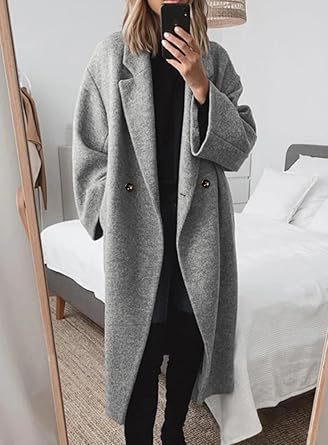 Damen Oversized Wollmantel mit klassischem Schnitt und bequemen Taschen ModeGeist