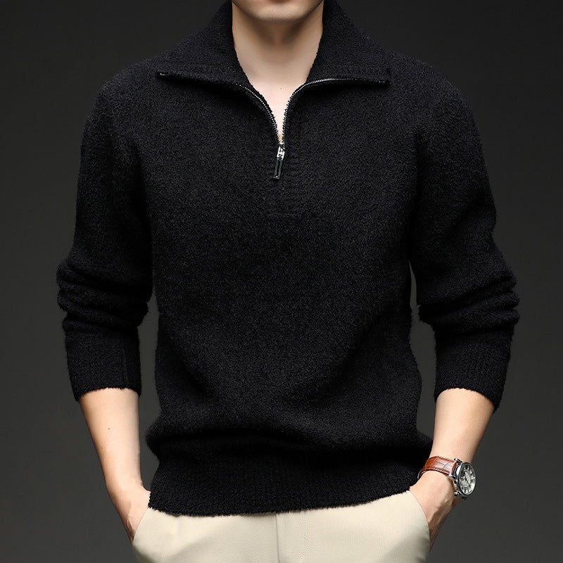 Herren Pullover mit hohem Kragen und Reißverschluss ModeGeist