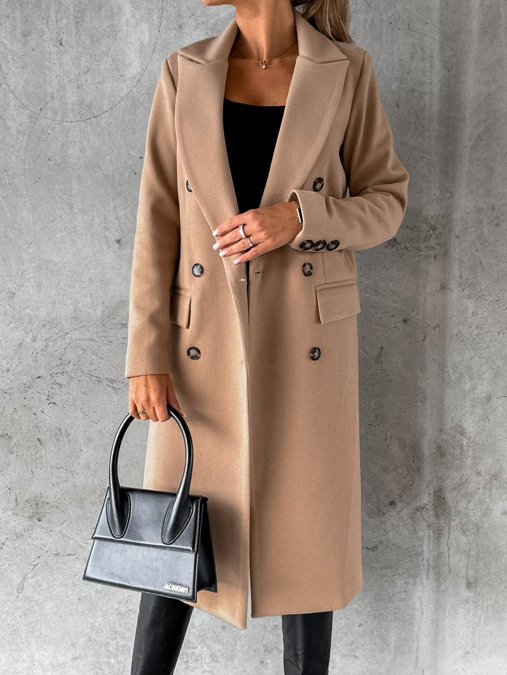 Damen Eleganter Wollmantel mit doppelter Knopfleiste ModeGeist