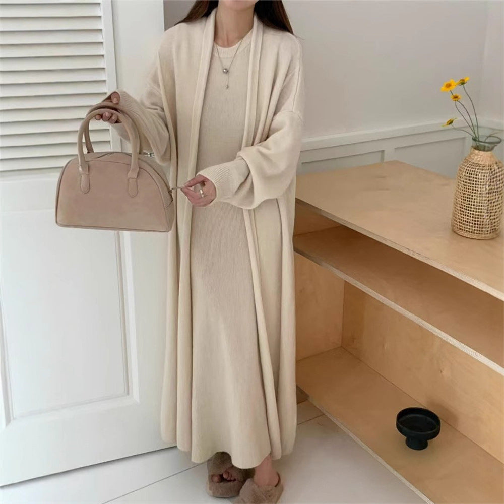 Damen Maxi-Strickkleid mit legerem Schnitt und langem Ärmel ModeGeist
