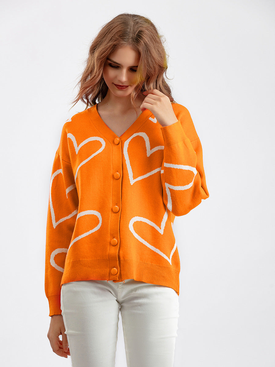Damen Strickjacke mit Herzmotiv und lockerem Schnitt ModeGeist