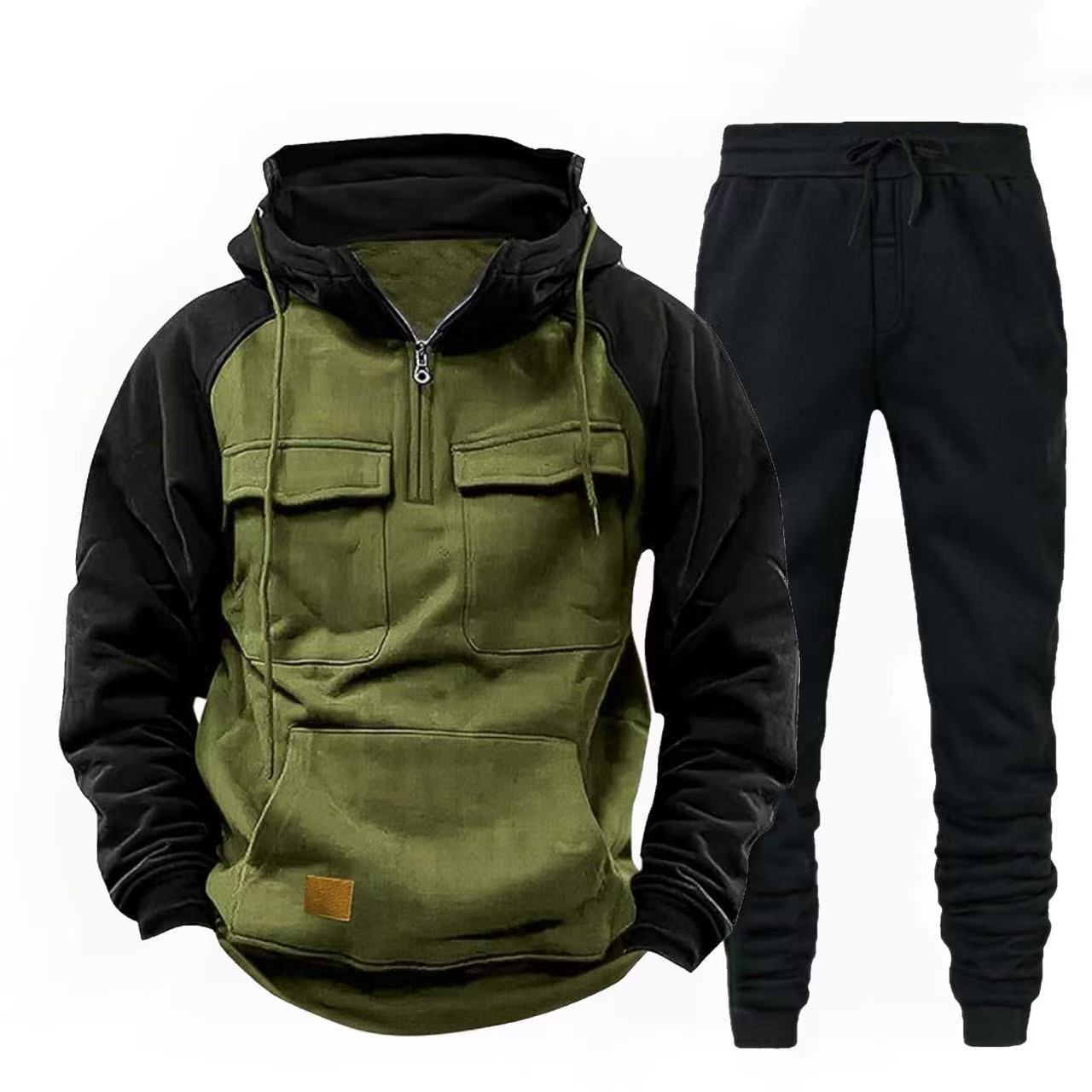 Herren funktionale Kapuzenjacke mit Reißverschluss und Jogginghose ModeGeist
