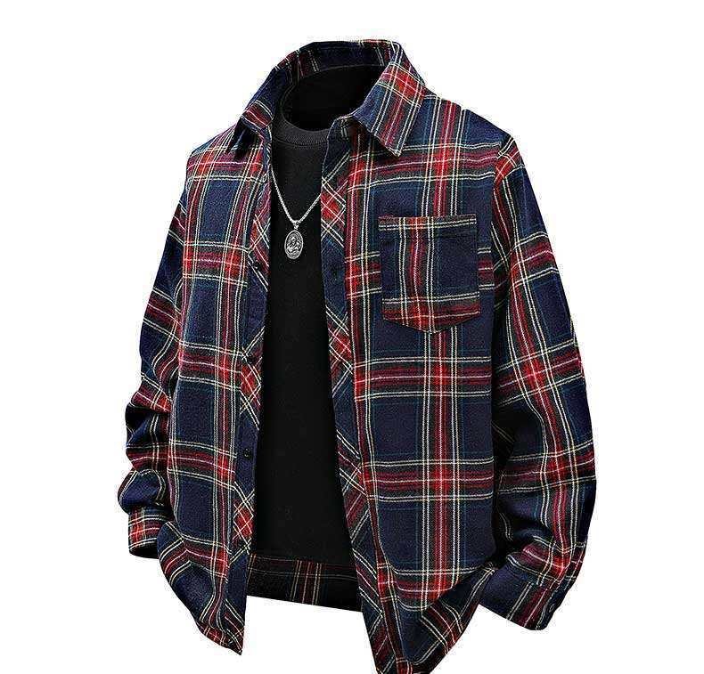 Herren Flanellhemd mit kariertem Design und aufgesetzter Brusttasche ModeGeist