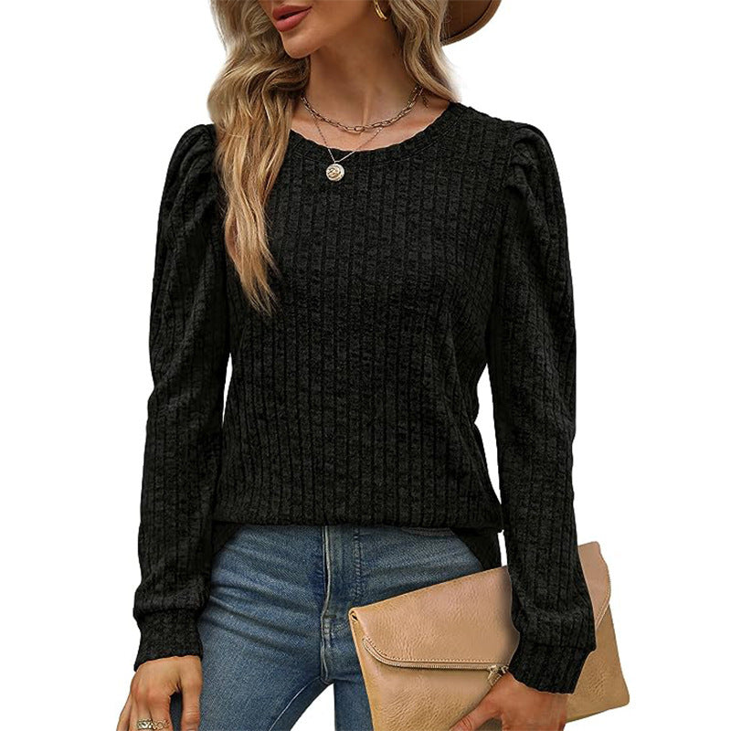 Damen stilvolles Pullover mit gerafften Ärmeln ModeGeist