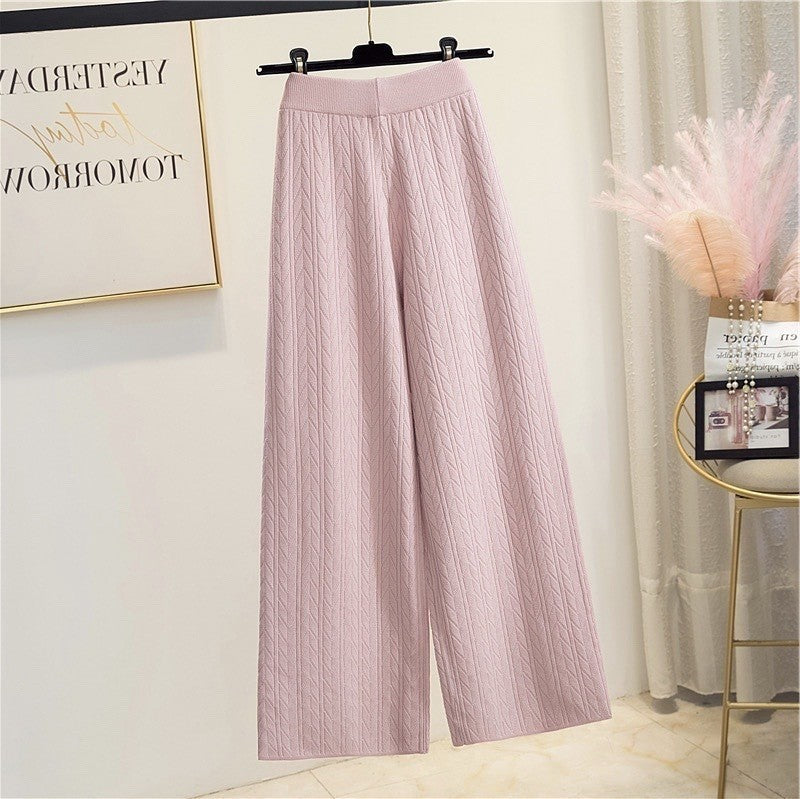 Damen Weite Strickhose mit Zopfmuster ModeGeist