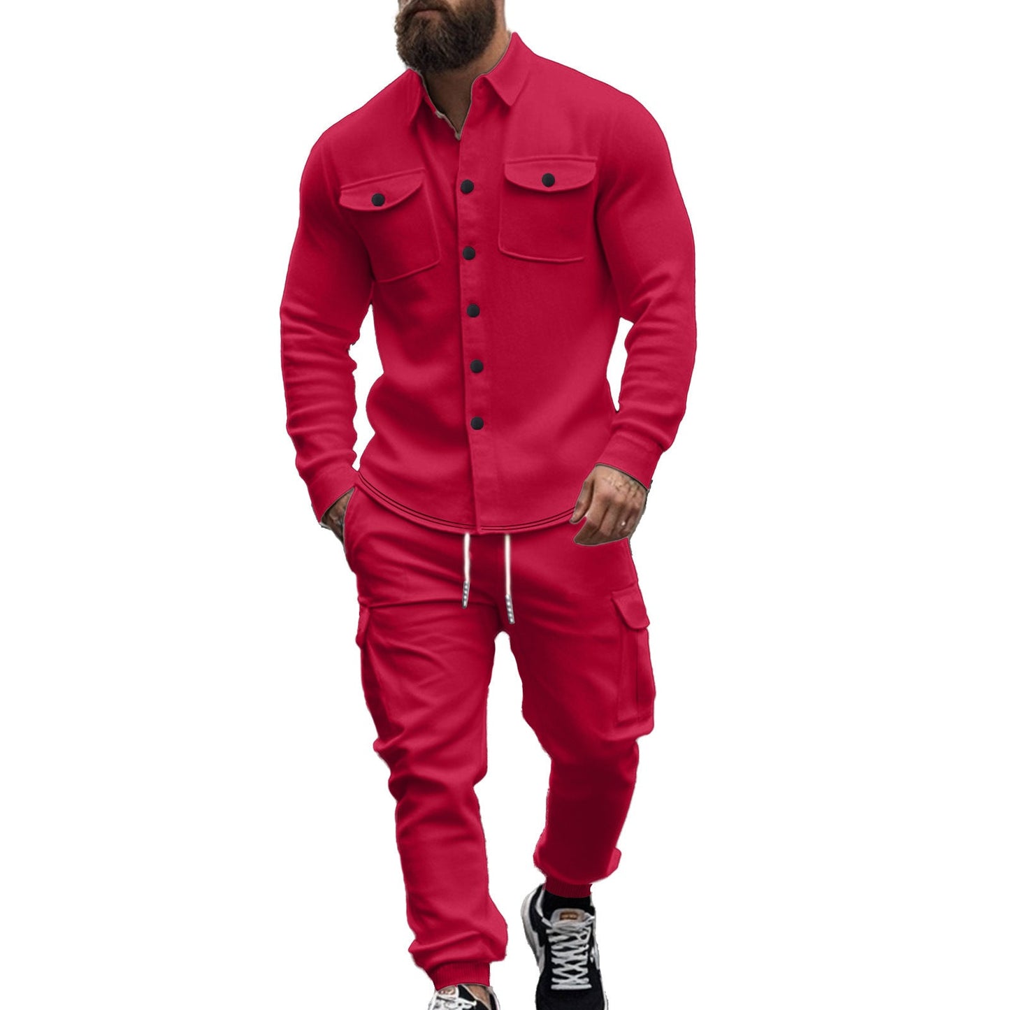 Herren Cargo-Set mit lässigen Hemd und elastischen Hosen ModeGeist