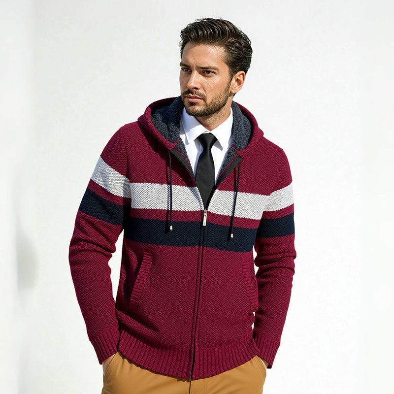 Herren Strickjacke mit Kapuze und modischem Zipper ModeGeist