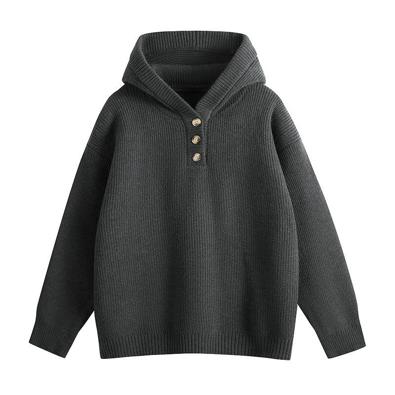 Damen Hochwertiger Strickpullover mit Stehkragen und Knopfdetails ModeGeist