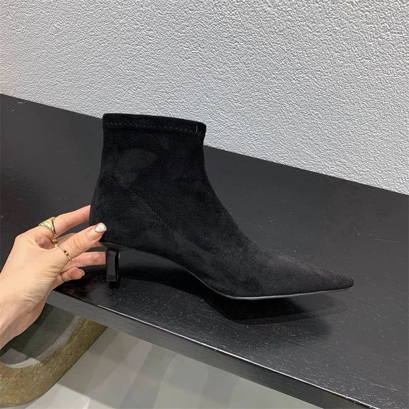 Damen Elegante Ankle-Boots aus weichem Wildleder mit modischem Stiletto ModeGeist