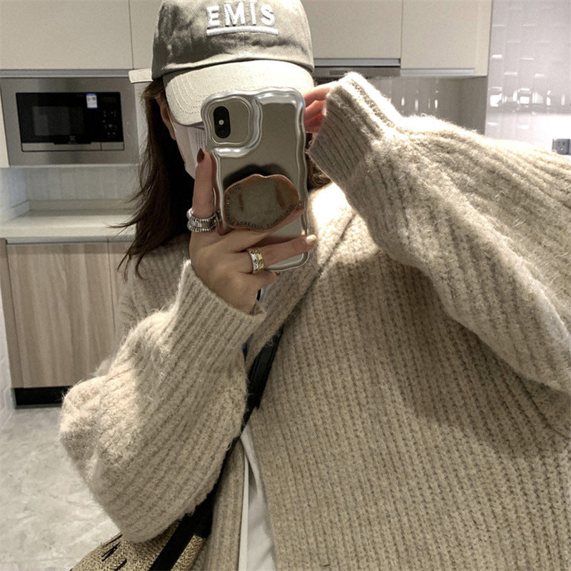 Damen Langstrickjacke mit eleganter Rippstruktur und praktischen Taschen ModeGeist