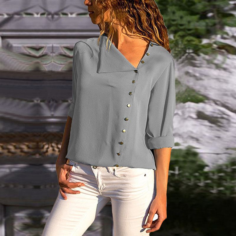Damen Button-Up Relaxed Fit Bluse ModeGeist