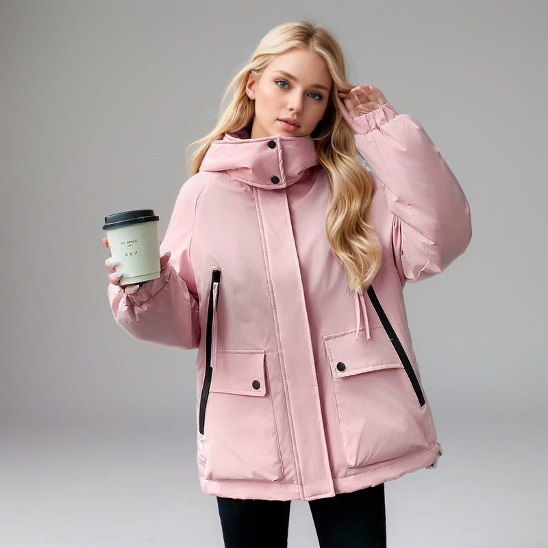 Damen sportliche Übergangsjacke mit vielfältigen Taschen und verstellbarem Kragen ModeGeist