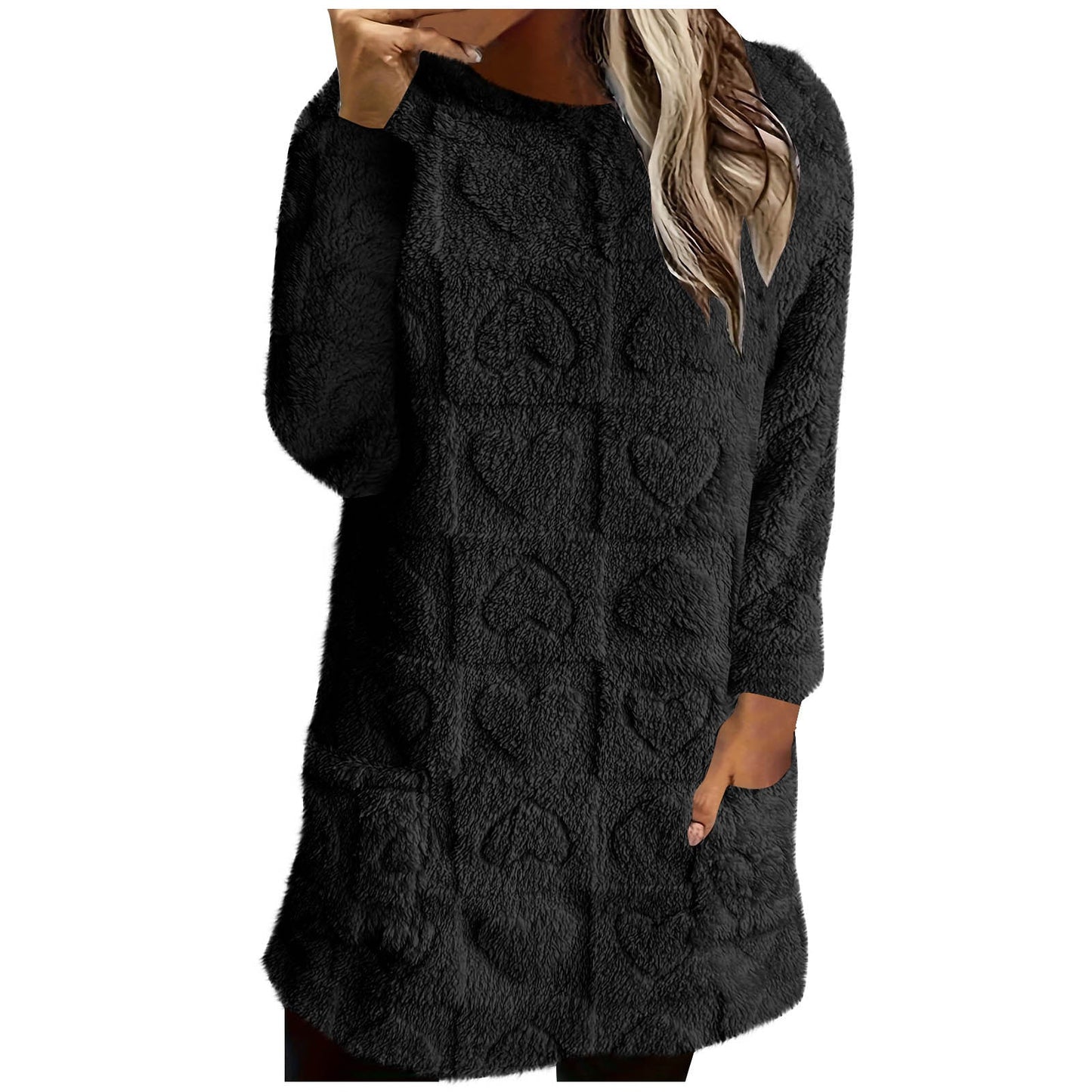 Damen Kuschelige Tunika mit Herzmuster ModeGeist