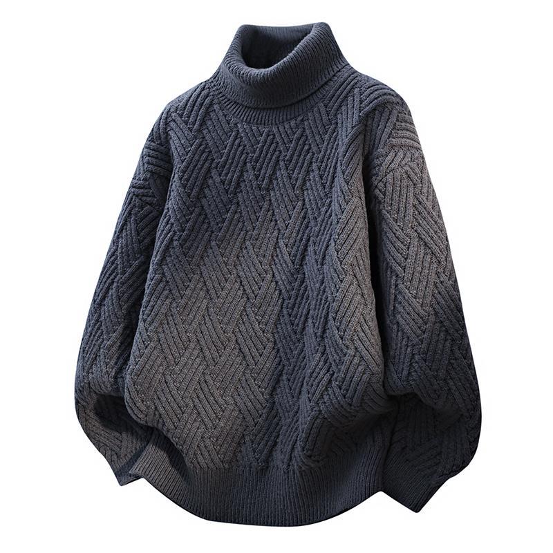 Damen Oversized Rollkragenpullover mit strukturiertem Zopfmuster ModeGeist