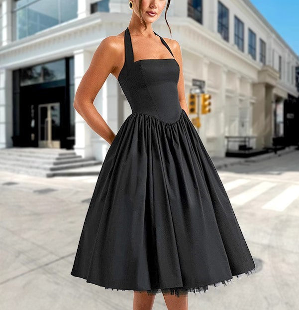 Damen A-Linien Cocktailkleid mit schulterfreiem Design und voluminösem Rock ModeGeist