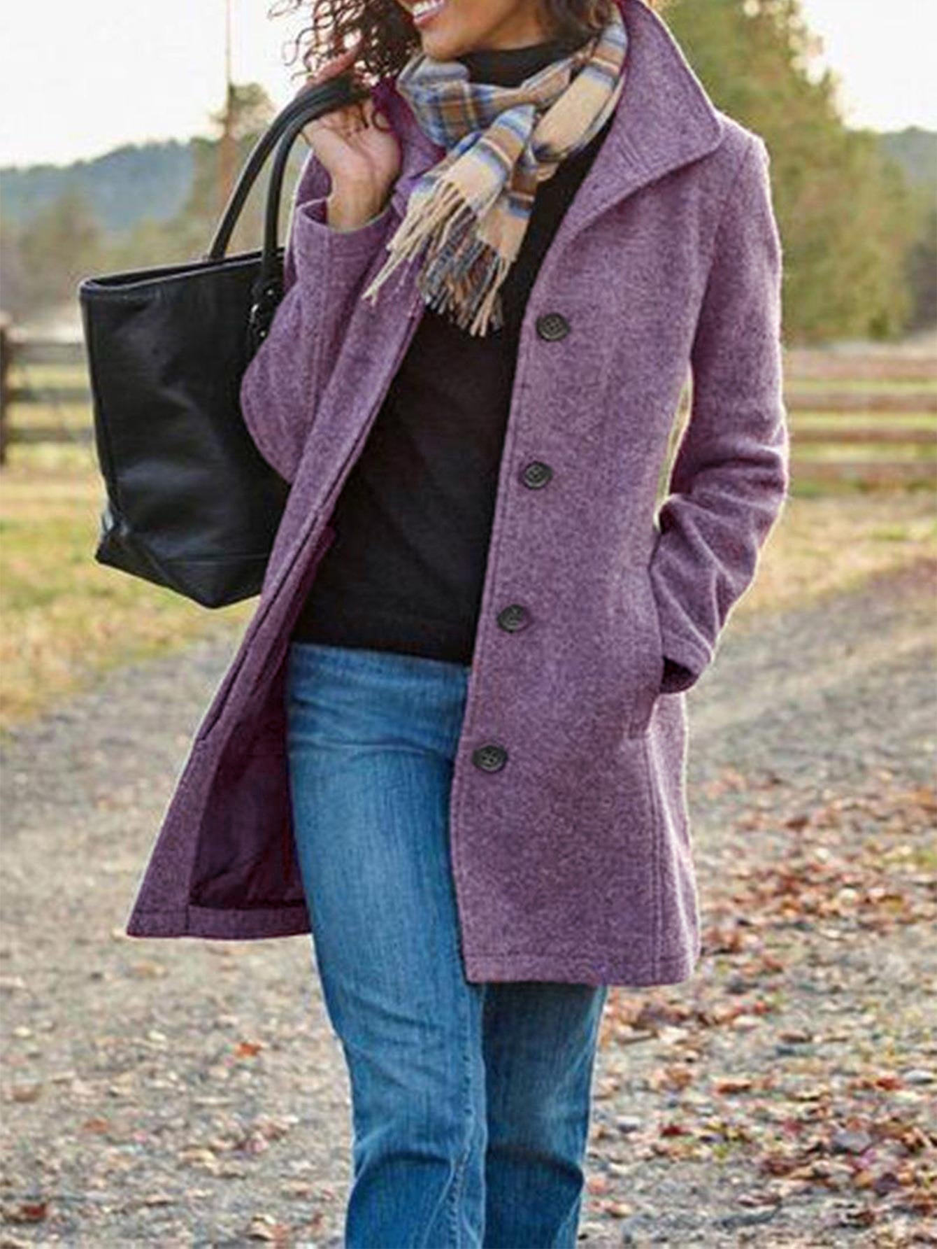 Damen Eleganter Wollmantel mit praktischen Taschen und klassischem Revers ModeGeist